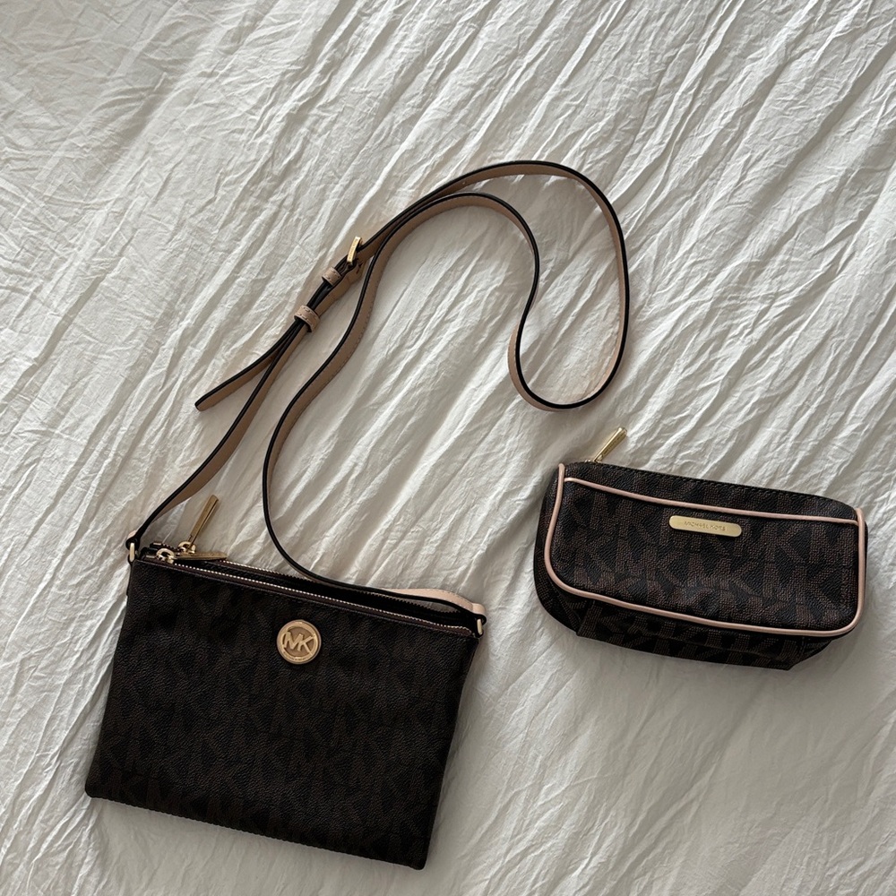 Michael Kors Crossbody and Make Up Bag Set